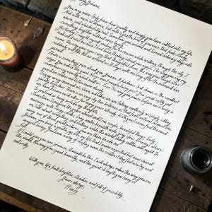 Handwritten Letter with Red Wax Seal – Personalised Love Letter Gift, Romantic Keepsake White Laid