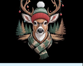 Pijama navideño de camuflaje para caza de ciervos PNG / Diseño de pijama navideño / Clipart de caza navideña