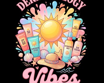 Dermatology Vibes PNG – Sunscreen Summer Skincare Graphic (Digital Download)