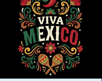 Viva Mexico Fiesta PNG, Colorful Serape Style Digital Art (Sublimation Download)