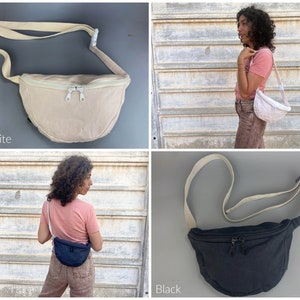 Canvas Sling Bag, Cross Body Fanny Pack For Women and Men, Bum Bag, High Capacity Waist Bag, Seven Colors Stylish Belt Bag, Waterproof Bag image 10