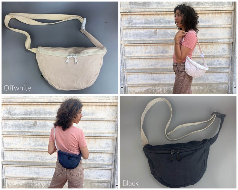 Canvas Sling Bag, Cross Body Fanny Pack For Women and Men, Bum Bag, High Capacity Waist Bag, Seven Colors Stylish Belt Bag, Waterproof Bag image 10