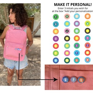 Mini Canvas Backpack Purse Women, Waterproof Waxed Canvas Laptop Teacher Backpack, Canvas Rucksack Personalized Bag with Cool Pin Buttons image 9