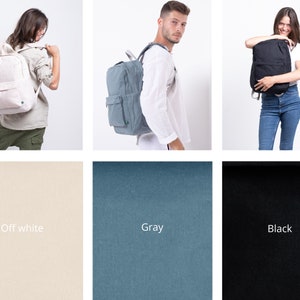 Black Canvas Backpack, Travel Backpack Purse Woman, Waterproof Waxed Canvas Laptop Bag, Personalize Simple Pin Backpack Choose your design Large Backpack