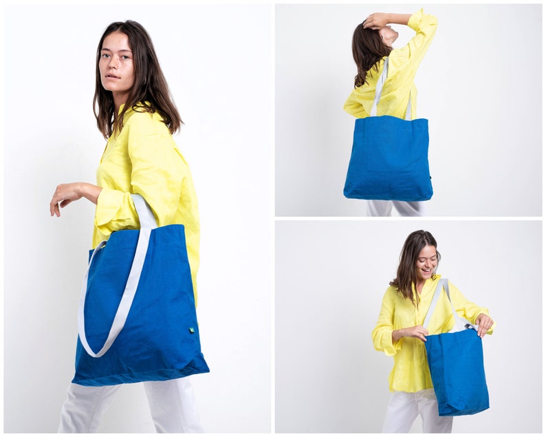 Fashionable Canvas Weekend Bag, Extra Large Tote Bag Aesthetic, Personalized Tote Bag with Pockets, Spacious Beach Tote Bag Waterproof Women Blue