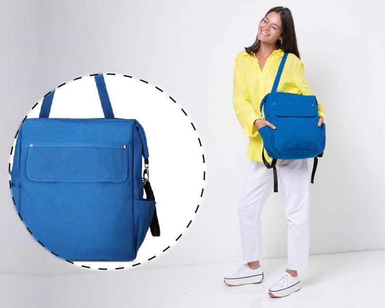 Diaper Bag Backpack, Canvas Backpack, Personalized Diaper Bag Backpack with Stroller Hooks, Convertible Backpack, Waterproof Backpack Tote image 4