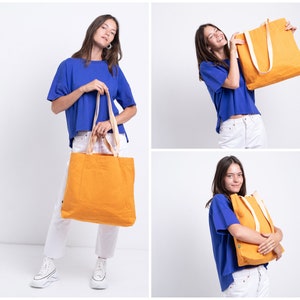 Fashionable Canvas Weekend Bag, Extra Large Tote Bag Aesthetic, Personalized Tote Bag with Pockets, Spacious Beach Tote Bag Waterproof Women Orange
