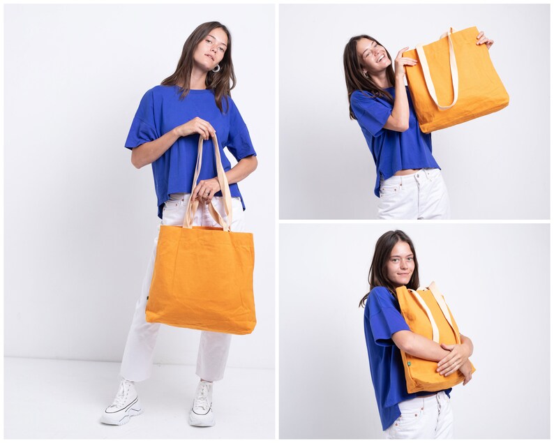 Fashionable Canvas Weekend Bag, Extra Large Tote Bag Aesthetic, Personalized Tote Bag with Pockets, Spacious Beach Tote Bag Waterproof Women Orange