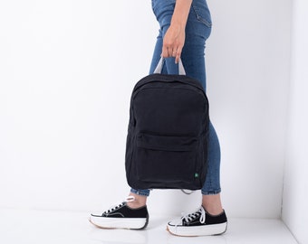 Black Canvas Backpack, Travel Backpack Purse Woman, Waterproof Waxed Canvas Laptop Bag, Personalize Simple Pin Backpack - Choose your design