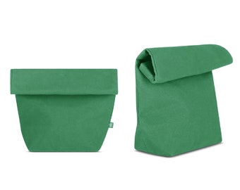 Green Waxed Canvas Lunch Bag / Personalized Lunch Bag / Cotton Lunch Bag / Canvas Lunch Bag  / Cute Lunch Bag / Waterproof / Vegan Lunch Bag