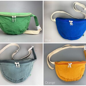 Canvas Sling Bag, Cross Body Fanny Pack For Women and Men, Bum Bag, High Capacity Waist Bag, Seven Colors Stylish Belt Bag, Waterproof Bag image 9