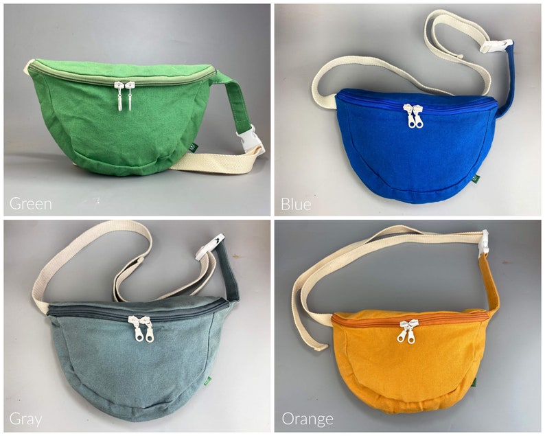 Canvas Sling Bag, Cross Body Fanny Pack For Women and Men, Bum Bag, High Capacity Waist Bag, Seven Colors Stylish Belt Bag, Waterproof Bag image 9