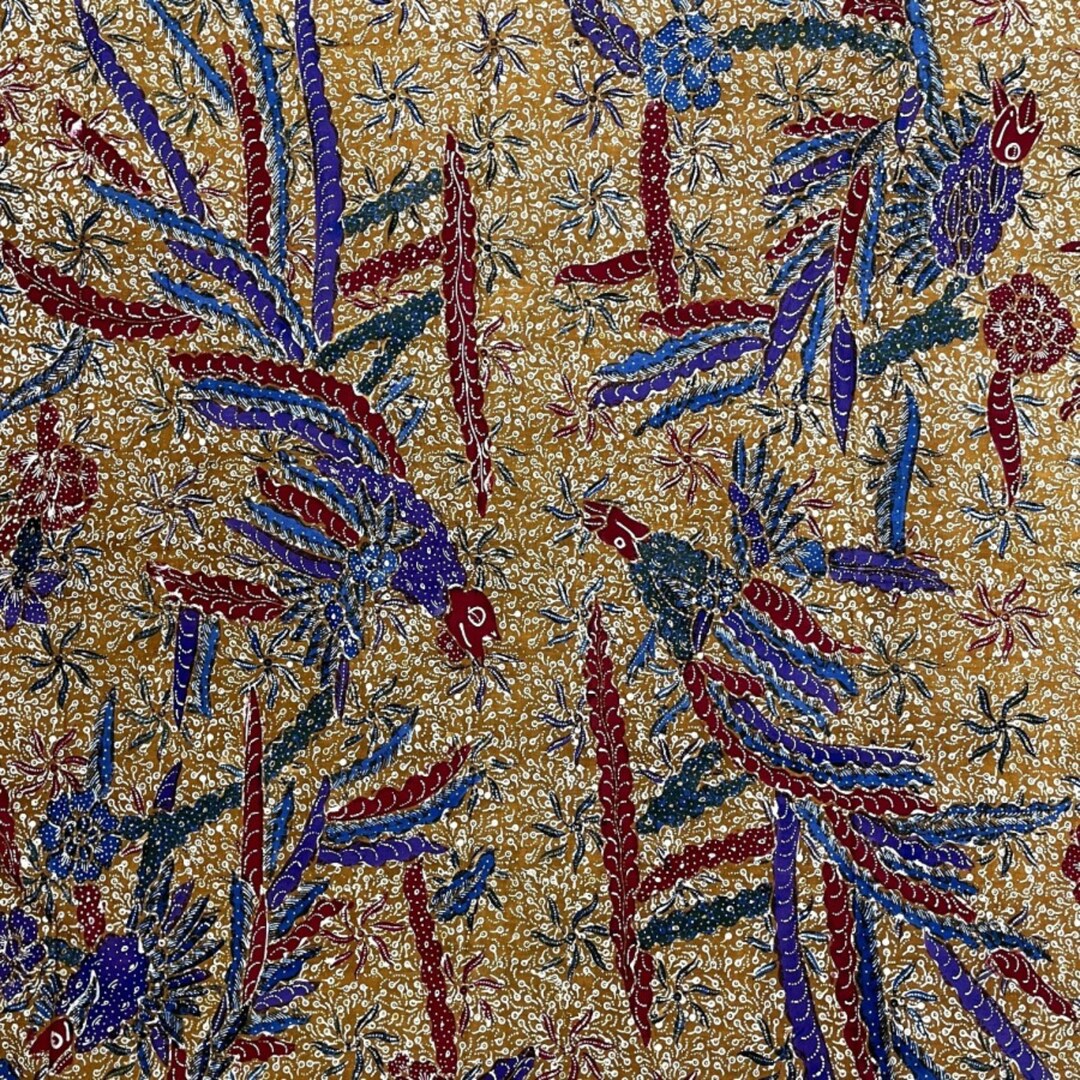 Rare 1990s Vintage Batik Fabric Handdrawn Flower and Bird Etsy