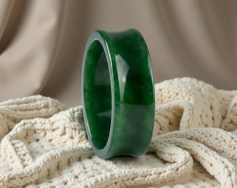 Natürlicher BC Jade Bandring, Minimalist polierter Edelstein Statement Ring,J85
