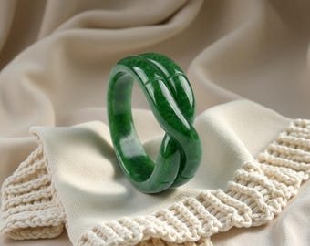 Bague minimaliste BC Jade Infinity, bague moderne en jade vert, bijoux en pierre canadiens, cadeau pour elle et lui, J76
