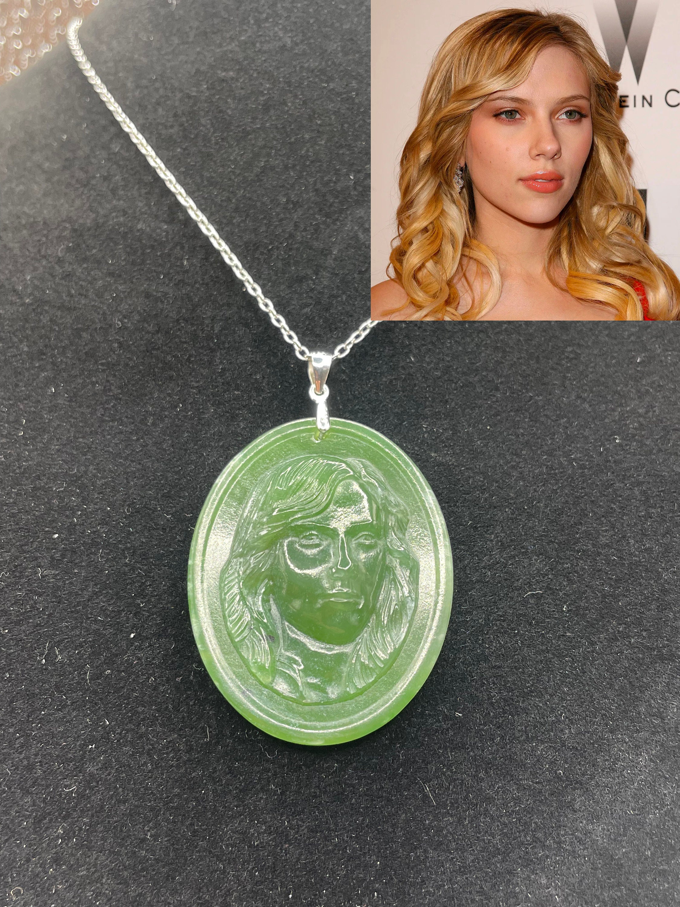 Necklace with a deals picture engraved on it
