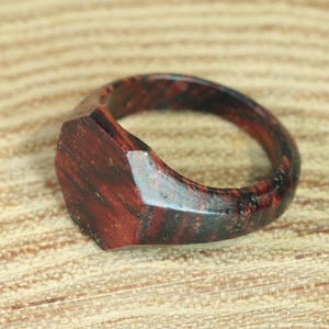 Hexagon Signet Wood Ring-Wood Wedding Ring-Cocobolo Wood Jewelry Ring-Mens&Womens Ring-Classic Natural Ring