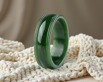 Minimalist Jade Ring, kanadische Nephrit Jade Ehering, Handgemachte Grüne Jade Ring, Einfache Moderne Band, Unisex Versprechen Ring,J86
