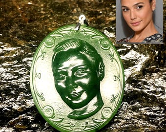 Benutzerdefinierte Jade Portrait Anhänger, personalisierte Foto Carving Halskette, Jahrestag Geschenk