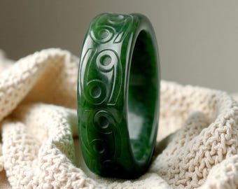 Bague zodiaque en jade massif de la Colombie-Britannique - Bijoux en néphrite canadien naturel en pierres précieuses - Cadeau astrologie personnalisé, J53