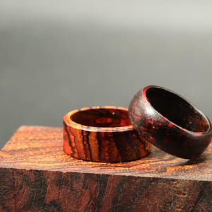 Cocobolo Ring-Wooden Wedding Band-Mens Ring-Womens Ring-Classic Natural Ring-Flaming Ring