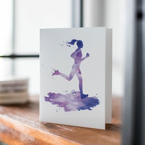 Frau Läufer Aquarell Karte, druckbare Grußkarte, Glückwunsch-Marathon-Rennen, Karte für sie, einfach so, Glückskarte, digitaler Download