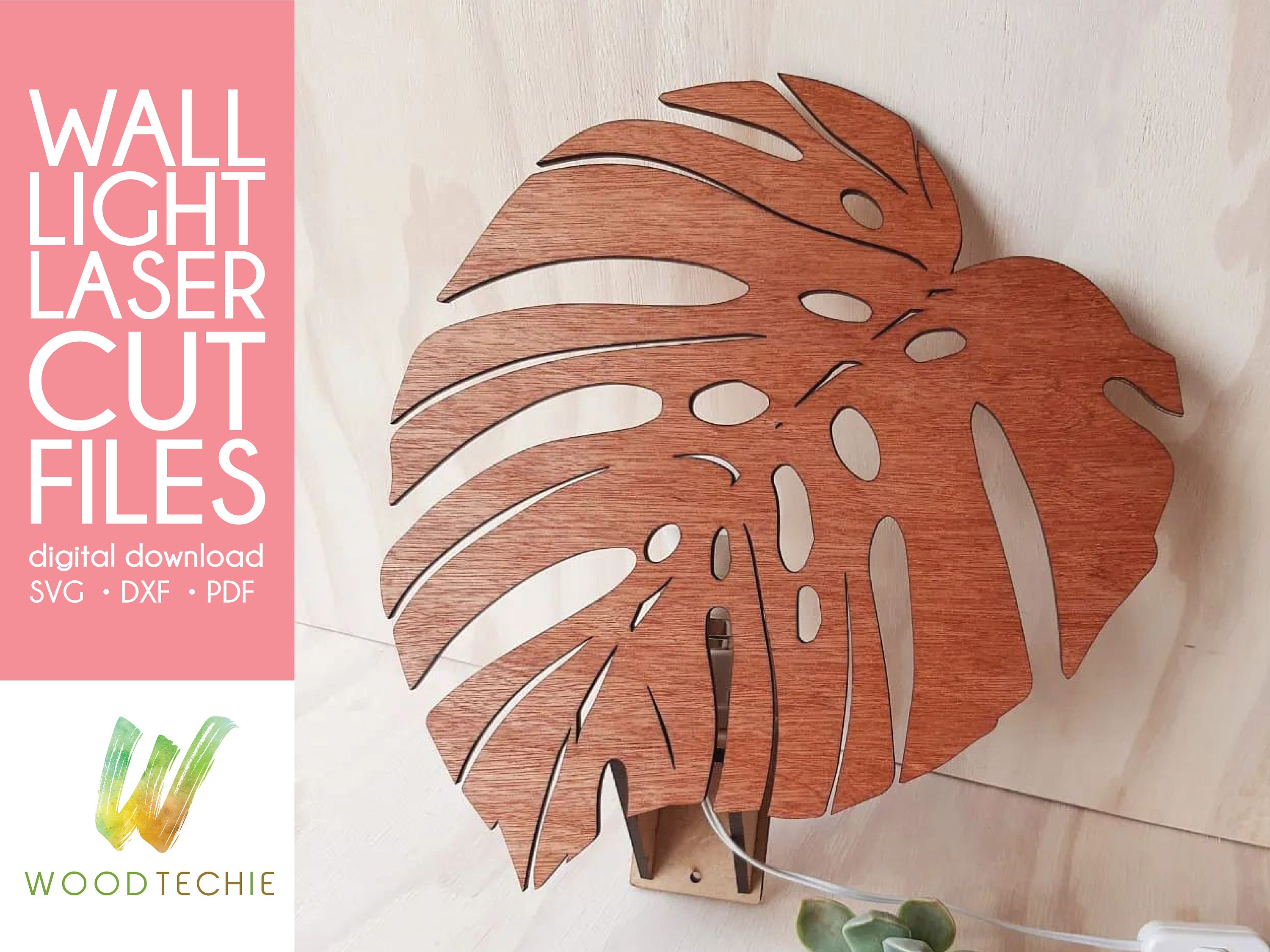 CNC Laser Wood Cut Table Lamp with Botanical Leaves Pattern · Creative  Fabrica