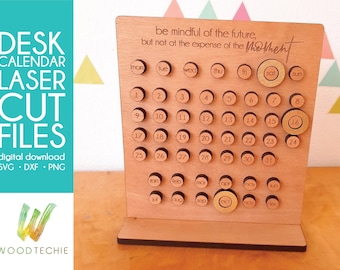 Desk Calendar - Laser cut files - Instant download