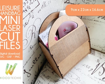 Mini Leisure Handbag Digital Design File | Laser cut files. | Digital Download (9cm x 22cm x 16.6cm)