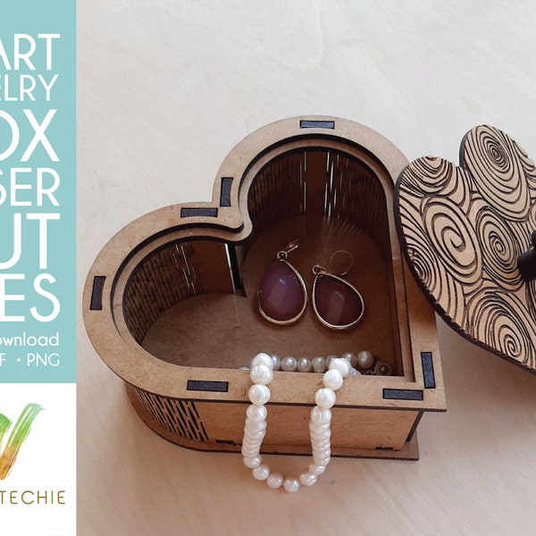 Instant Download | Mini Heart box | Box Design File | Laser cut files | Small Jewellery Box