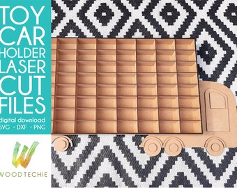 Toy truck car holder | Digital laser cut files | Instand download | Toy car holder | Model car holder.