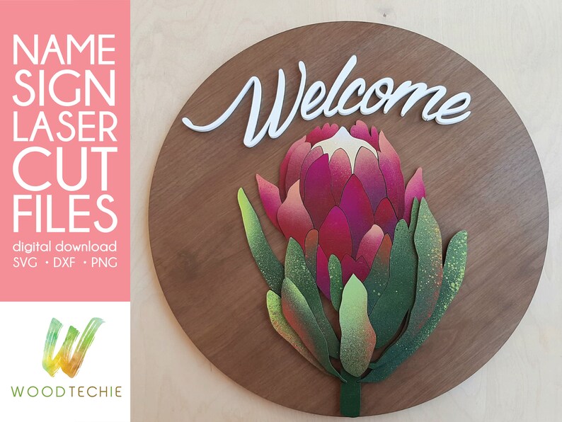 Protea Flower Name Sign Laser Cut File Digital Download Etsy UK