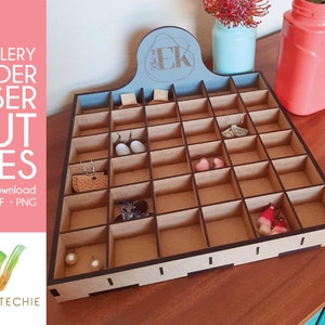 Square wooden jewellery Divider Design File | Laser cut files