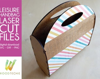 Leisure Handbag Digital Design File | Laser cut files. | Digital Download (9cm x 26cm x 25.6cm)