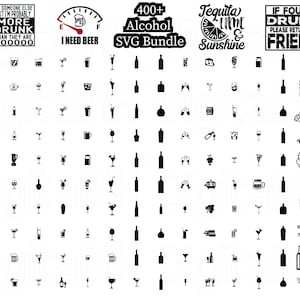 400+ bundle SVG di alcol, bundle SVG di citazioni di alcol, monogramma di alcol SVG, silhouette di alcol svg, file di taglio di alcol per Cricut, file digitale