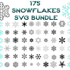 175 sneeuwvlokken SVG-bundel, kerstmis svg, kerstsneeuwvlok svg, digitaal bestand, sneeuwvlok gesneden bestanden voor de Cricut en silhouet, sneeuwvlok png