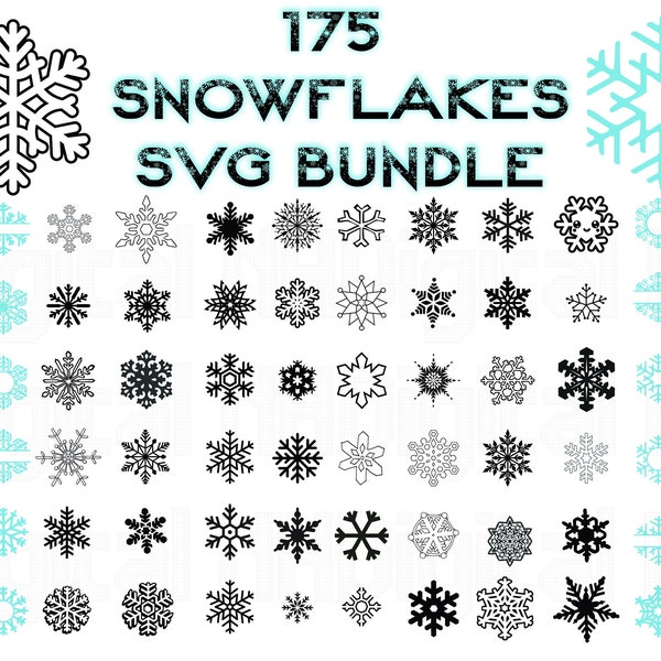 175 Snowflakes SVG Bundle, CHRISTMAS svg, Christmas Snowflake svg, Fichier numérique, Snowflake Cut Files pour Cricut et Silhoutte, Snowflake PNG