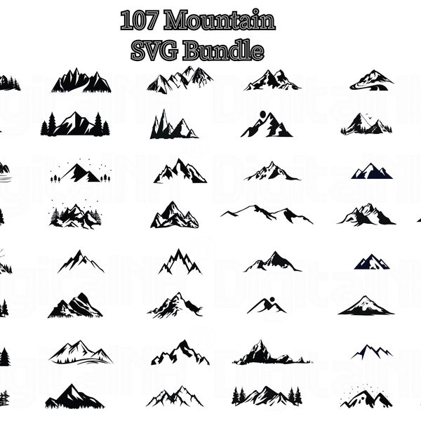 107 MOUNTAIN SVG Bundle, Nature Svg PEAK svg, Mountain Peak svg, Mountain Clipart, Mountain svg fichiers coupés pour Cricut, Mountain Silhouette