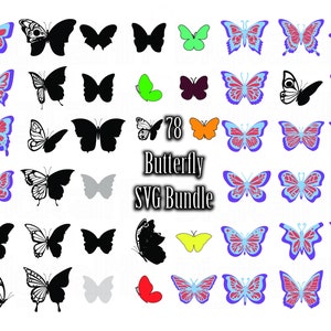 78 Schmetterling SVG Bundle, 3D Schmetterling SVG, Schmetterling mit 8 Ebenen für Cricut, Schmetterling Clipart, Schmetterlinge svg, Digital