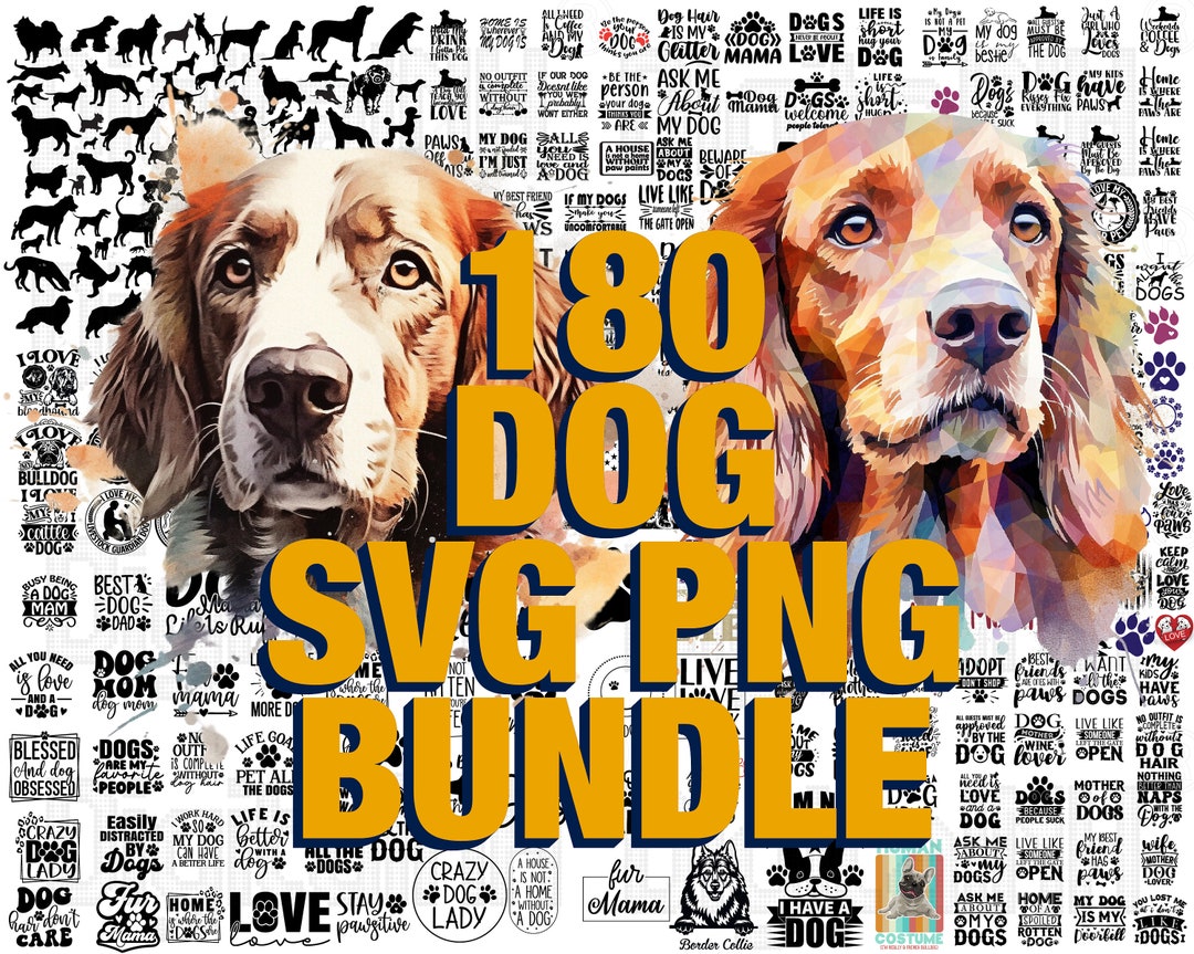 180 Dog SVG PNG Bundle, Dog SVG, Pet Svg, Paw Svg, Dog Silhouette, Dog ...