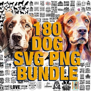 180 hond SVG PNG-bundel, hond SVG, huisdier svg, poot svg, hond silhouet, hondenrassen svg, puppy svg, digitaal bestand, instant download