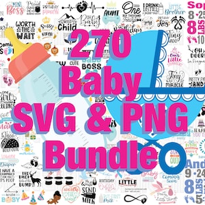Paquete de 270 SVG para bebés, SVG de huellas de bebés, PNG para bebés, SVG de pies de bebés, SVG de baby shower, SVG de citas de bebés, archivo digital, descarga instantánea