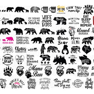 Bundle SVG maman ours, maman SVG, SVG maman, maman svg Bundle lettrage à la main, Super maman svg, svg bébé, ours svg, silhouette maman ours