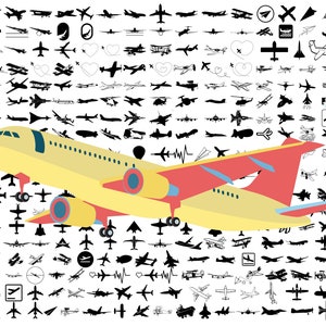 200 Airplane SVG PNG Bundle: Aviation Designs (Digital File)
