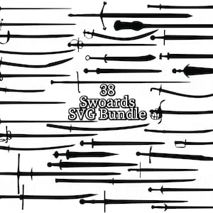 38 Sword SVG Bundle, Swords SVG, Swords Silhouette, Medieval svg, Sword Clipart, Swoard Cut file for Cricut, Digital File, History svg, PNG