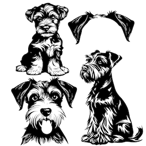 Schnauzer Dog SVG PNG Bundle: Playful Puppy Portrait (Digital Download)