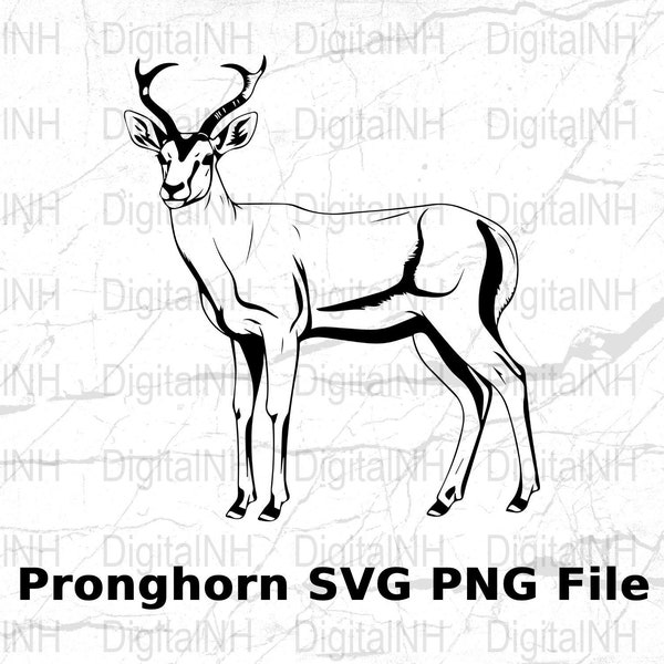 Pronghorn Deer SVG for Cricut, Digital Download Antlered Deer, Nature-Themed Graphic Design, PNG Clipart, Wildlife Silhouette Vector Art