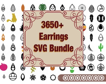 3650+ Earring SVG Mega Bundle, Earring DXF PNG, Earring svg, Leather Earring svg, Cut file for Cricut, Instant Download, Digital file