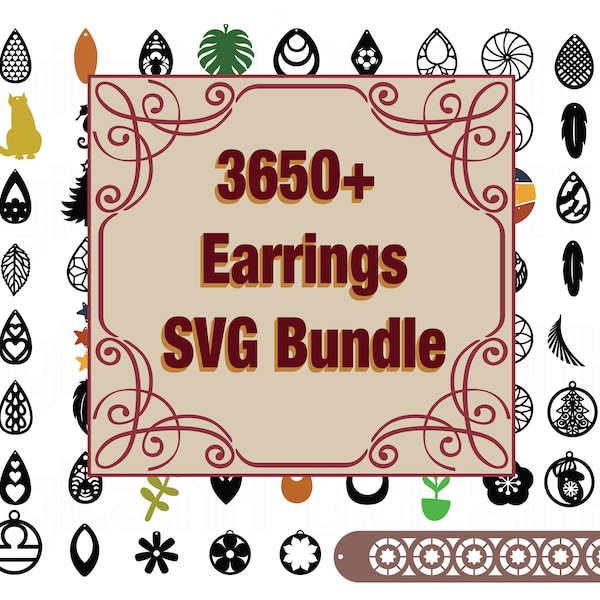 3650+ Earring SVG Mega Bundle, Earring DXF PNG, Earring svg, Leather Earring svg, Cut file for Cricut, Instant Download, Digital file