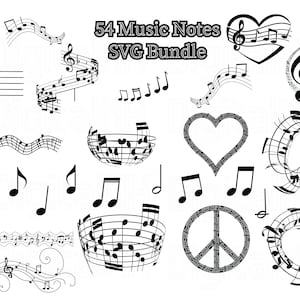 Pacote 54 NOTAS MUSICAIS SVG, Clipart de música, Silhueta de nota musical, Chave musical Svg, Cantar svg, Música svg, Músico svg, Arquivo digital, Música svg
